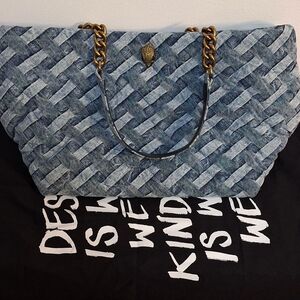 Kurt Geiger Soft Shopper Blue and Gold Woven Tote Bag (Never Worn)